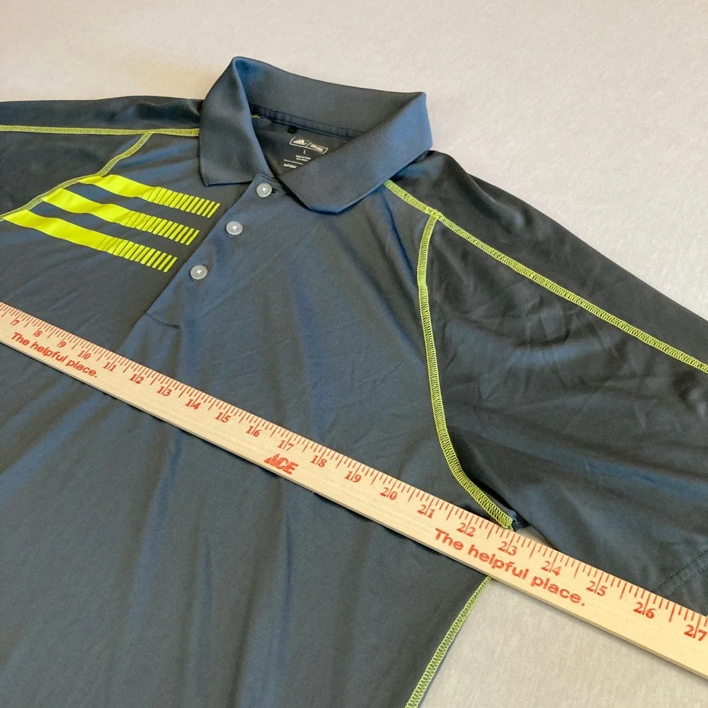 Adidas Golf Mens L Adizero‎ Polo Shirt Gray Lime Green Z87641 Large